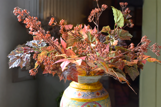 Artificial Autumn Arrangement – Burgundy Vine Leaf, Berry & Birch
