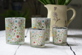 Cottage Bloom Glass Tealight Holders