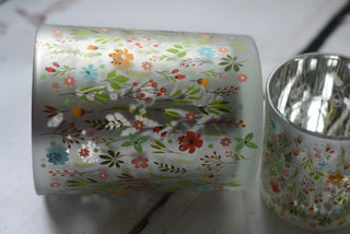 Cottage Bloom Glass Tealight Holders