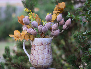 Cottage Stone-Pattern Ceramic Jug – Blue or Light Brown