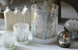 Snowy Trees Scene Candle Holders