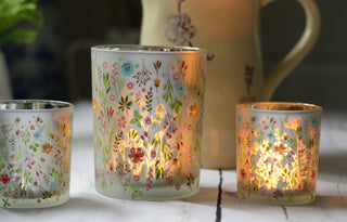 Cottage Bloom Glass Tealight Holders