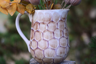 Cottage Stone-Pattern Ceramic Jug – Blue or Light Brown