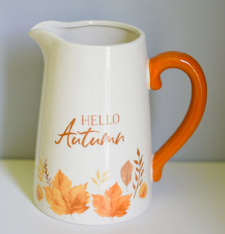 17cm Autumn leaves and Hello Autumn ceramic flower jugs