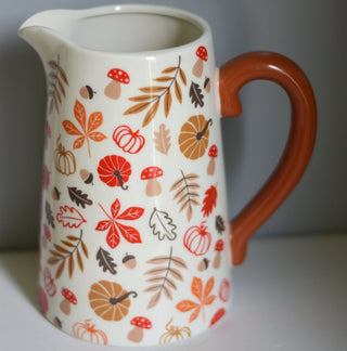 17cm Autumn leaves and Hello Autumn ceramic flower jugs