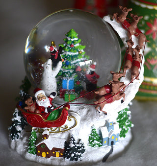 Musical Santa Flying Sleigh Snow globe