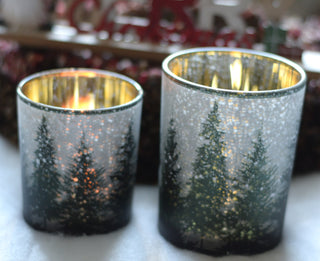 Winter Woods Snowy Glass Holder