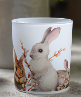 Meadow Bunny Glass Candle Holders