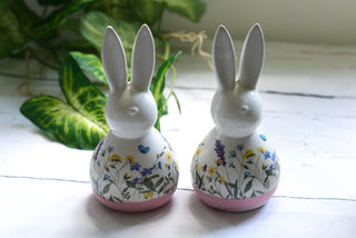 Wildflower Meadow Ceramic Bunny Ornament – Country Cottage Décor