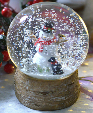 Snowman With Dog & Cat  snow globe