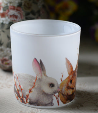 Meadow Bunny Glass Candle Holders