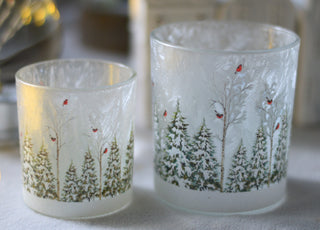 Snowy Trees Scene Candle Holders