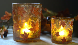Autumn Dusk – Maple Leaf Glass Candle Holder