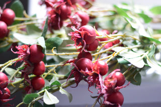 Faux rosehip spray in red color