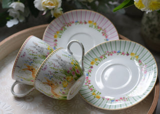 Easter Meadow Bunny Cup & Saucer Set – 240ml (Set of 2)