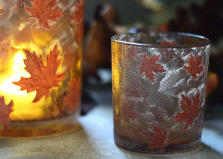Autumn Dusk – Maple Leaf Glass Candle Holder