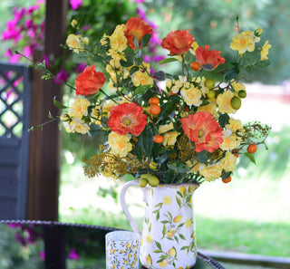 Mediterranean garden arrangements in Vintage -Style jug