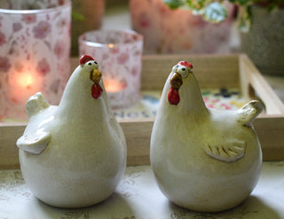 Gladys & Doris Ceramic Hen Ornaments