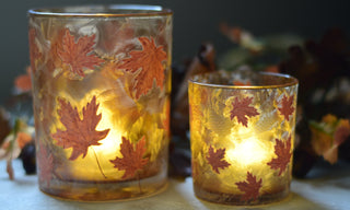 Autumn Dusk – Maple Leaf Glass Candle Holder