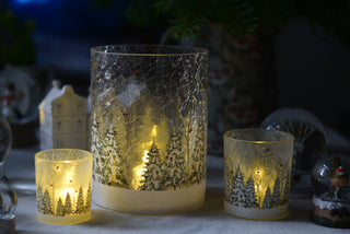 Snowy Trees Scene Candle Holders