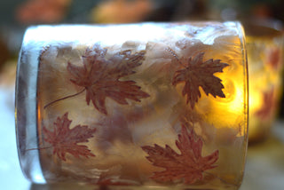 Autumn Dusk – Maple Leaf Glass Candle Holder
