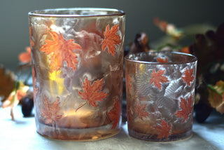 Autumn Dusk – Maple Leaf Glass Candle Holder