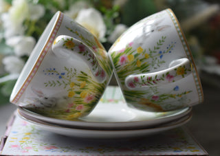 Easter Meadow Bunny Cup & Saucer Set – 240ml (Set of 2)