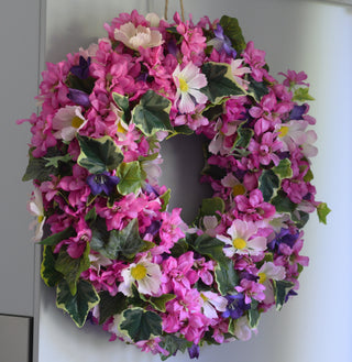 Pink Cottage Garden Floral Wreath