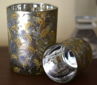 Wildflower scene candle holders