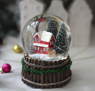 Musical Snow globe With Red House Scene