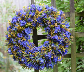 Blue Cornflower and Lavender Meadow Wreath