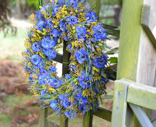 Blue Cornflower and Lavender Meadow Wreath