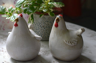 Gladys & Doris Ceramic Hen Ornaments