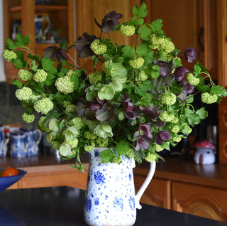 Blue roses vintage pitcher vase