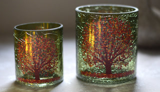 Autumn Sun Through the Leaves – Glass Tealight Holder