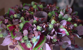 Faux blackberries  and puple foliage wreath