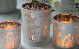 Whispering Fields Butterfly Glass Candle Holder