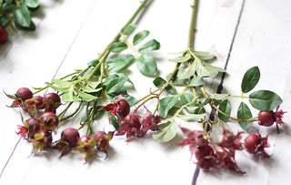 Faux rosehip spray in red color
