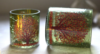 Autumn Sun Through the Leaves – Glass Tealight Holder