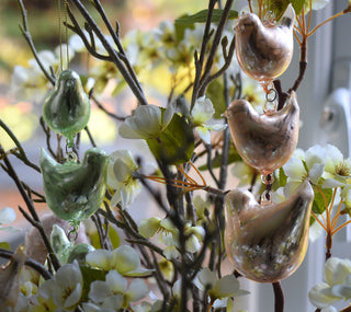 Vintage-Style Glass Bird Hanging Ornament