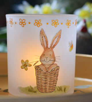 Spring Bunny Glass Candle Holder