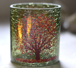 Autumn Sun Through the Leaves – Glass Tealight Holder