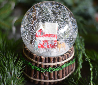 Musical Snow globe With Red House Scene