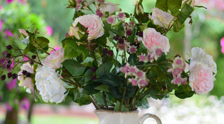 Faux Roses Arrangement with Vintage-Style Jug