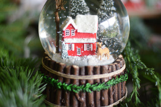 Musical Snow globe With Red House Scene
