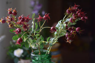 Faux rosehip spray in red color