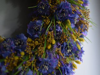 Blue Cornflower and Lavender Meadow Wreath