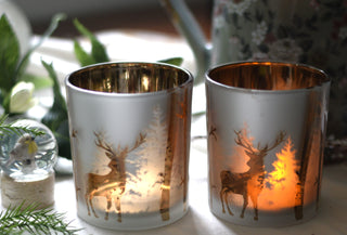 Bronze Deer Winter Candle Holder