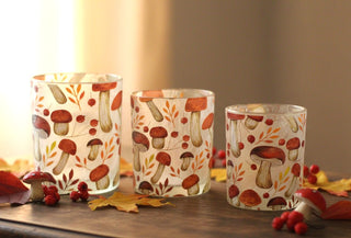 Autumn Mushroom Glass Candle Holder – Three Sizes
