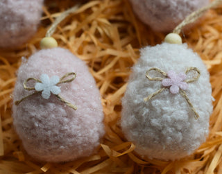Fluffy Pastel Easter Egg Hanging Ornaments